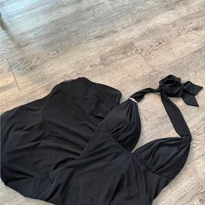 Elegant Black Halter Dress